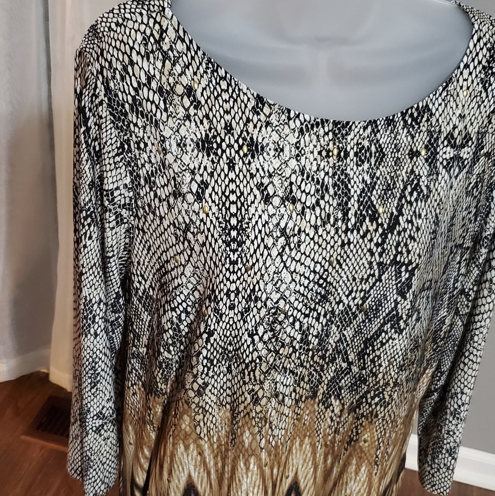 Ruby Rd. Snake Skin Print Top Size L - image 3